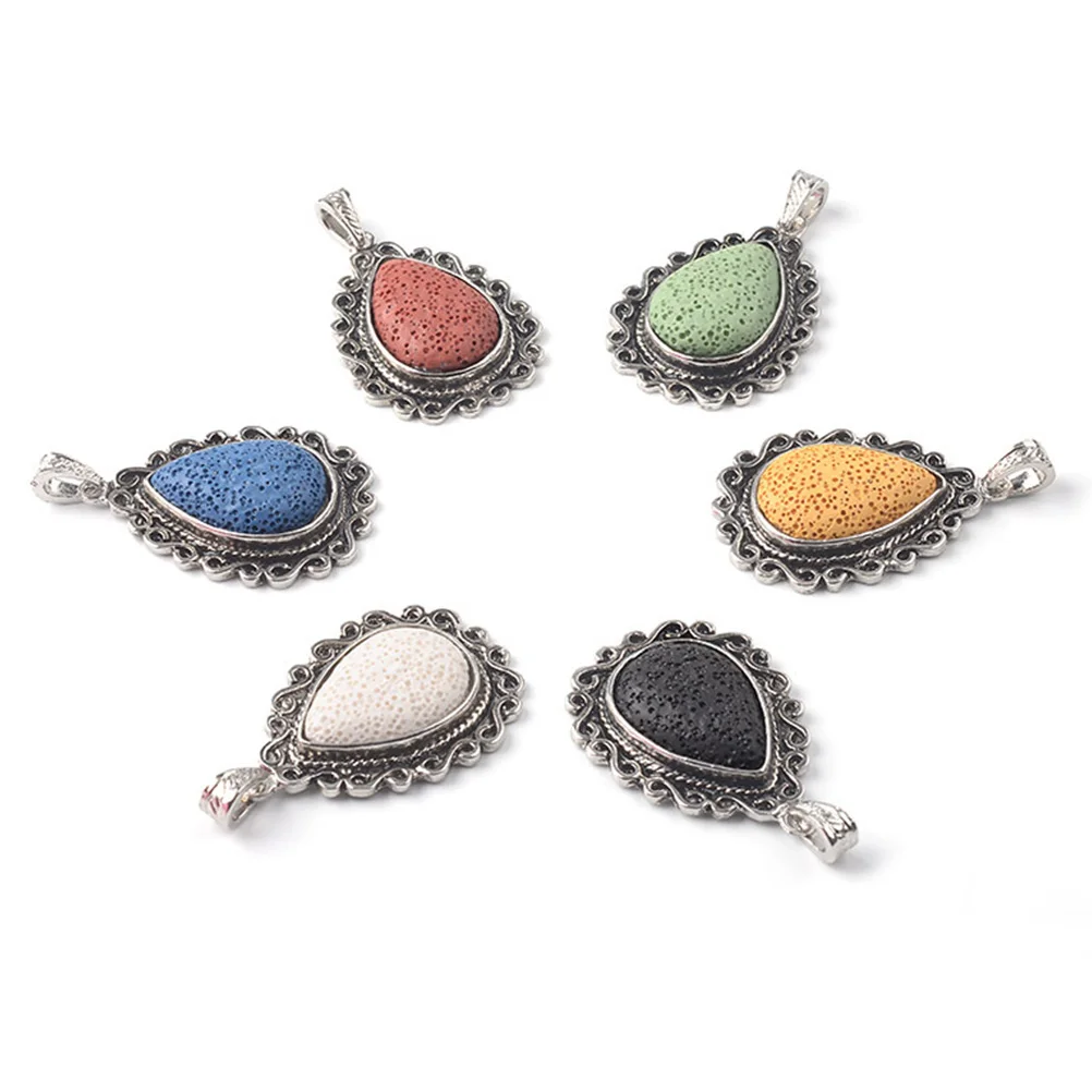 

Volcanic Stone Pendant Lava Gem Jewelry Making Supplies Metal DIY Jewelry Supplies Bracelet Charms Decorations Pendant