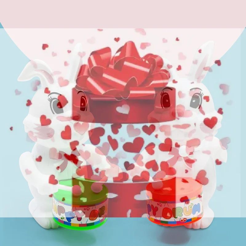 

【BS】1Pc Winding Drum Rabbit Children's Toy Clockwork Drumming Rabbit Puzzle Drumming Cartoon Rabbit