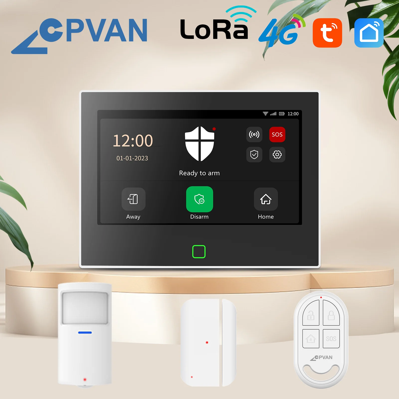 CPVAN Home Alarm System 7 inch Wireless WiFi 4G LoRo version Tuya smart Home burglar Security Alarm Kit Built-in 5000mAh Battery