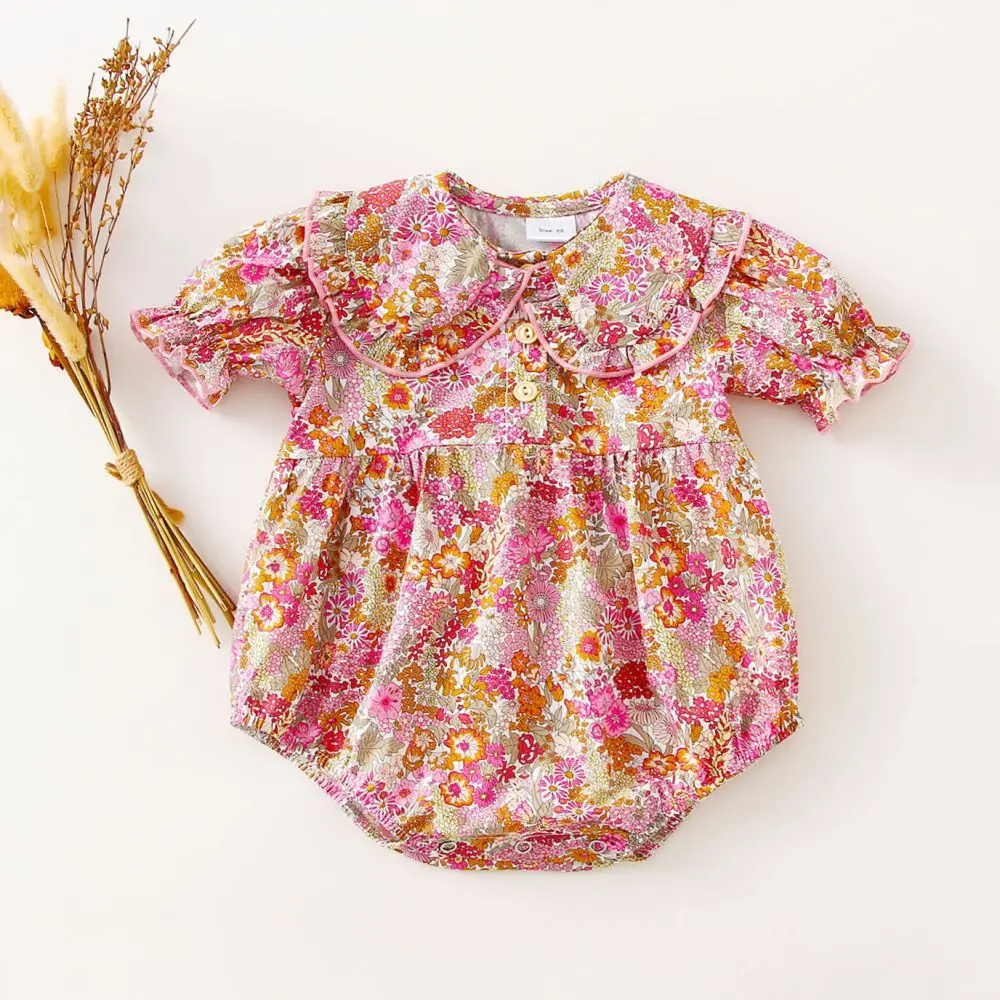 Fashion Floral Baby Girl Playsuit Summer Soft Cotton Newborn Baby Girl Romper Baby Holiday Clothes