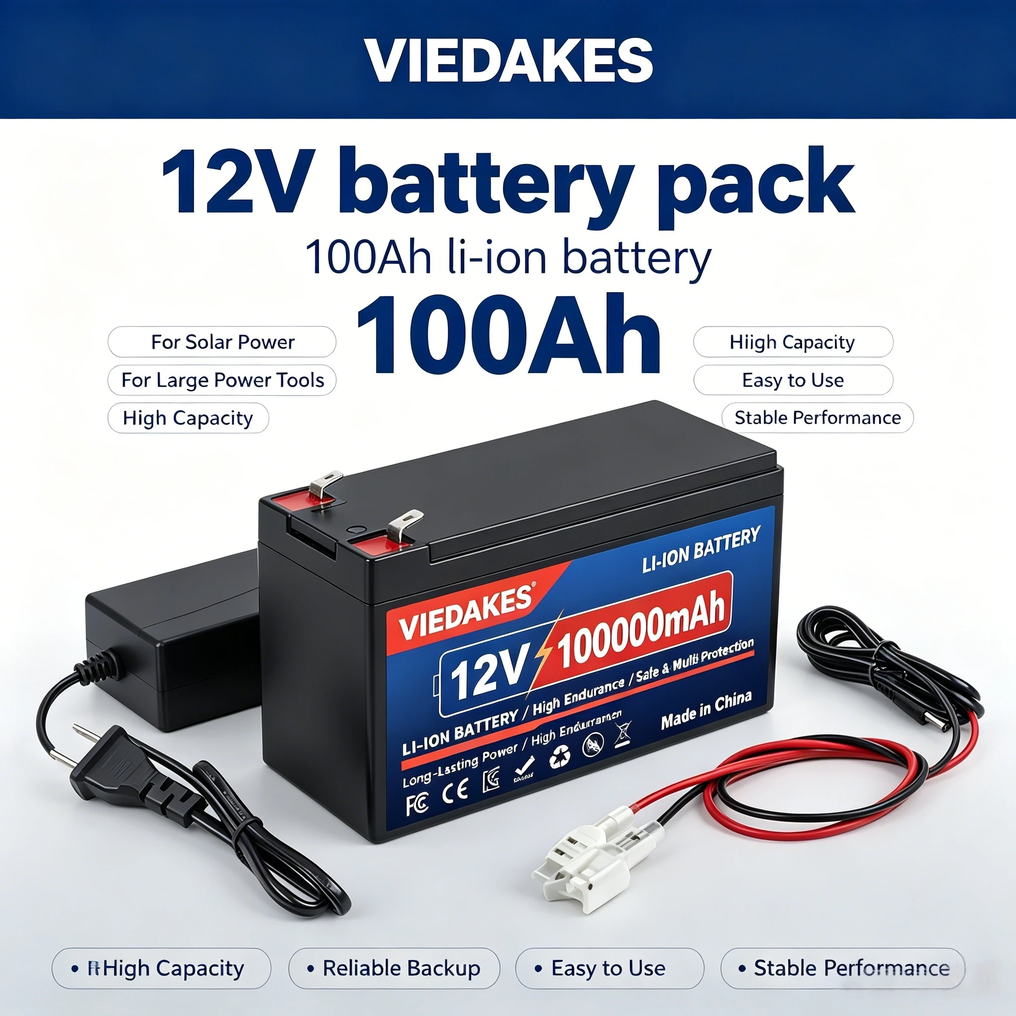

️High capacity 12V Lithium Battery 100Ah LiFePO4 4000+ Deep Cycles with BMS forv Camping Life, Solar Power Backup Battery️