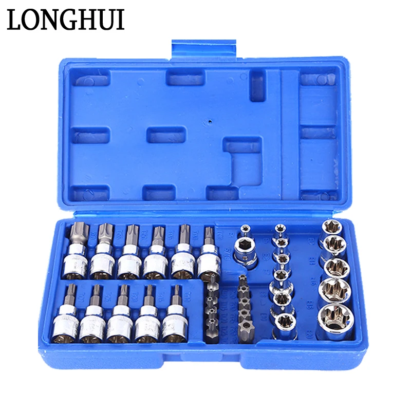 

Quick Socket Wrench Set E Socket Screwdriver Batch Head Socket Bit Set Star Sockets Bits Torque Star Socket Car Repair Tools Set