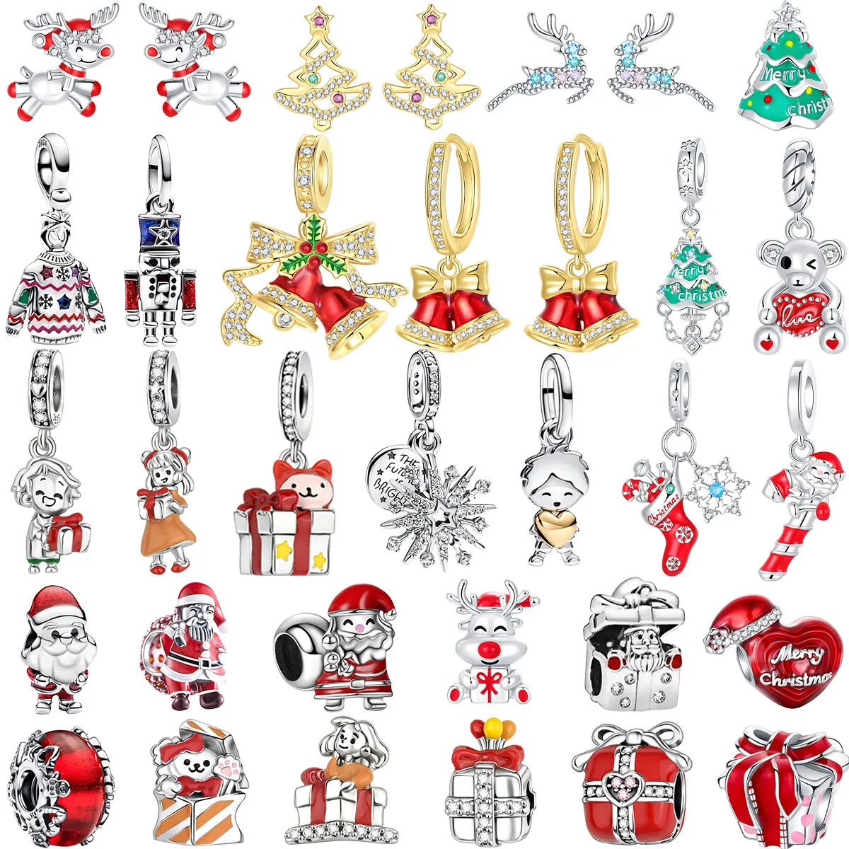 

Оригинальные рождественские подвески из стерлингового серебра 925 пробы, олени, конфеты, снежные бусины, подходят для браслета, ожерелья, серьги, ювелирные изделия, подарок «сделай сам»