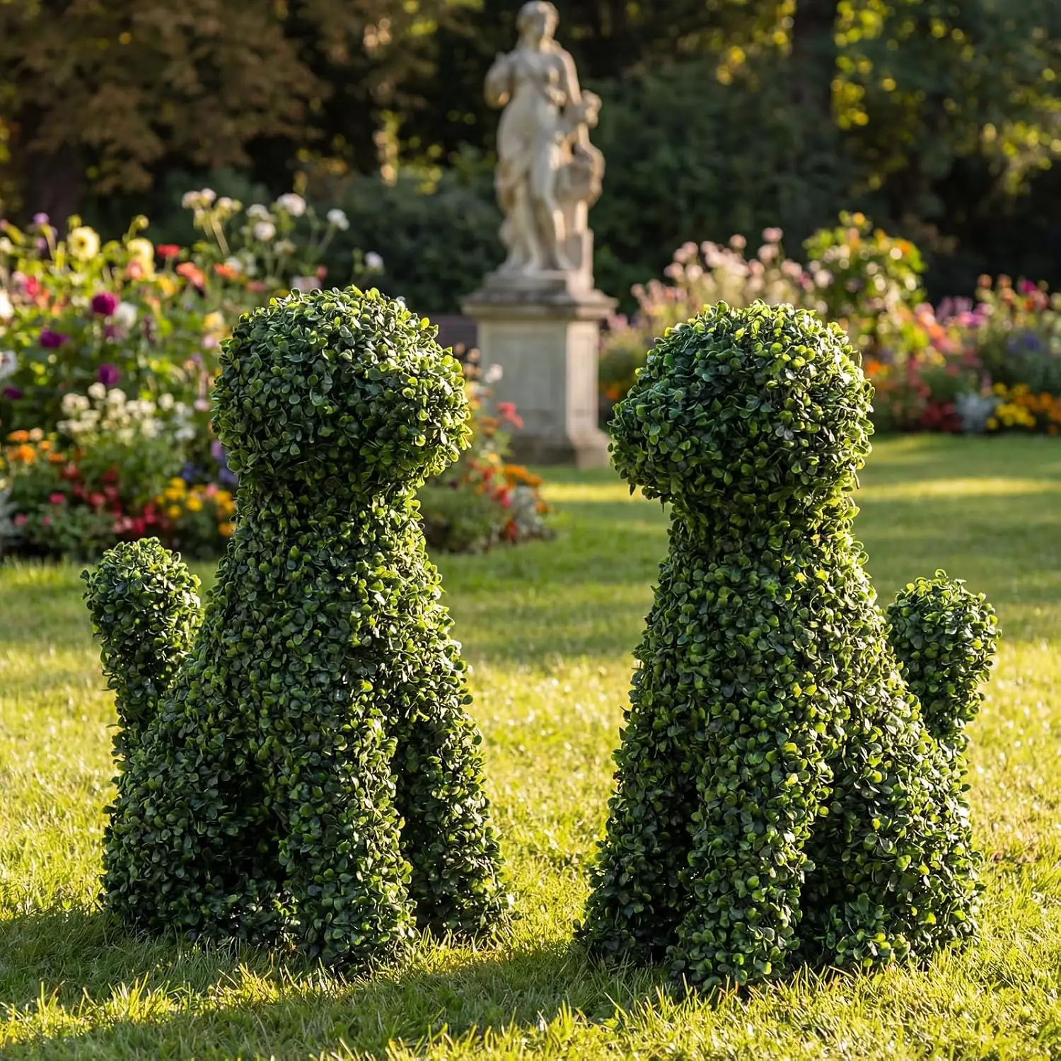 2 Pcs 24 Inches Large Artificial Topiary Dog Moss Decoration