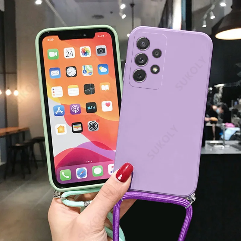 

Силиконовый шейный ремешок для A51 A54 S20 Fe S23 Plus S24 Ultra A53 5g A52 A55 S21 S22 Ultra, чехол на ремешок