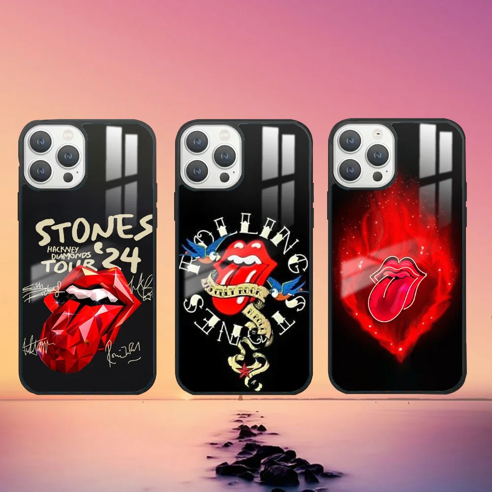 Band R-RollingS S-Stones Phone Case For IPhone 16 15 14 13 12 11 Pro Max Plus Mini Fashion High Quality Mirror Phone Case