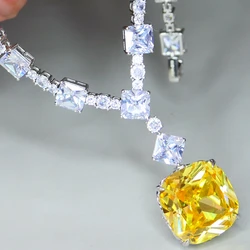 KQDANCE Luxury 20mm Large Square Blue Pink Yellow Green Stone Lab Emerald Paraiba Diamond Tennis Chain Necklaces Women Jewelry