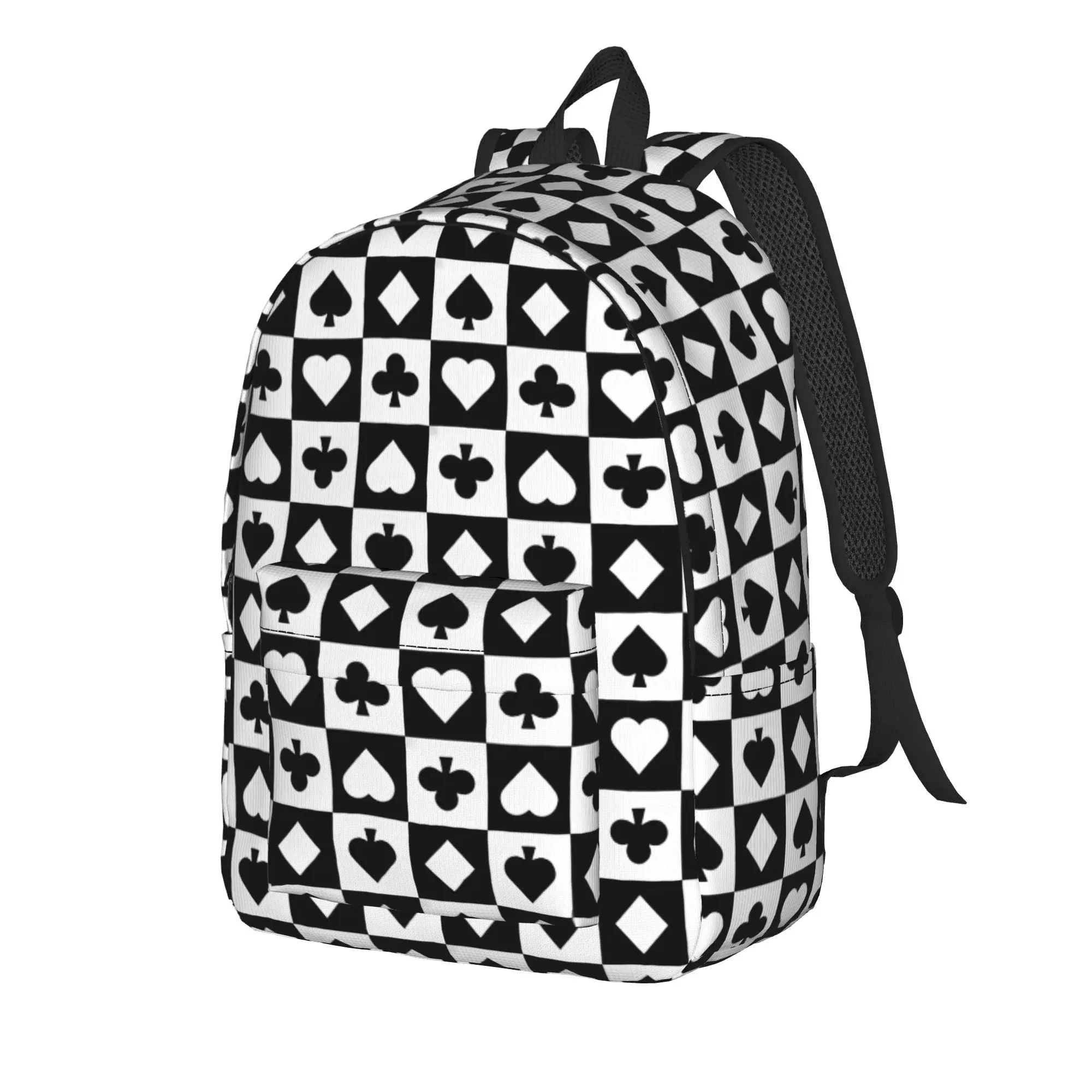 Card Suit Art Backpack  Sport Backpacks Student Unisex Custom Pattern High School Bags Elegant Rucksack