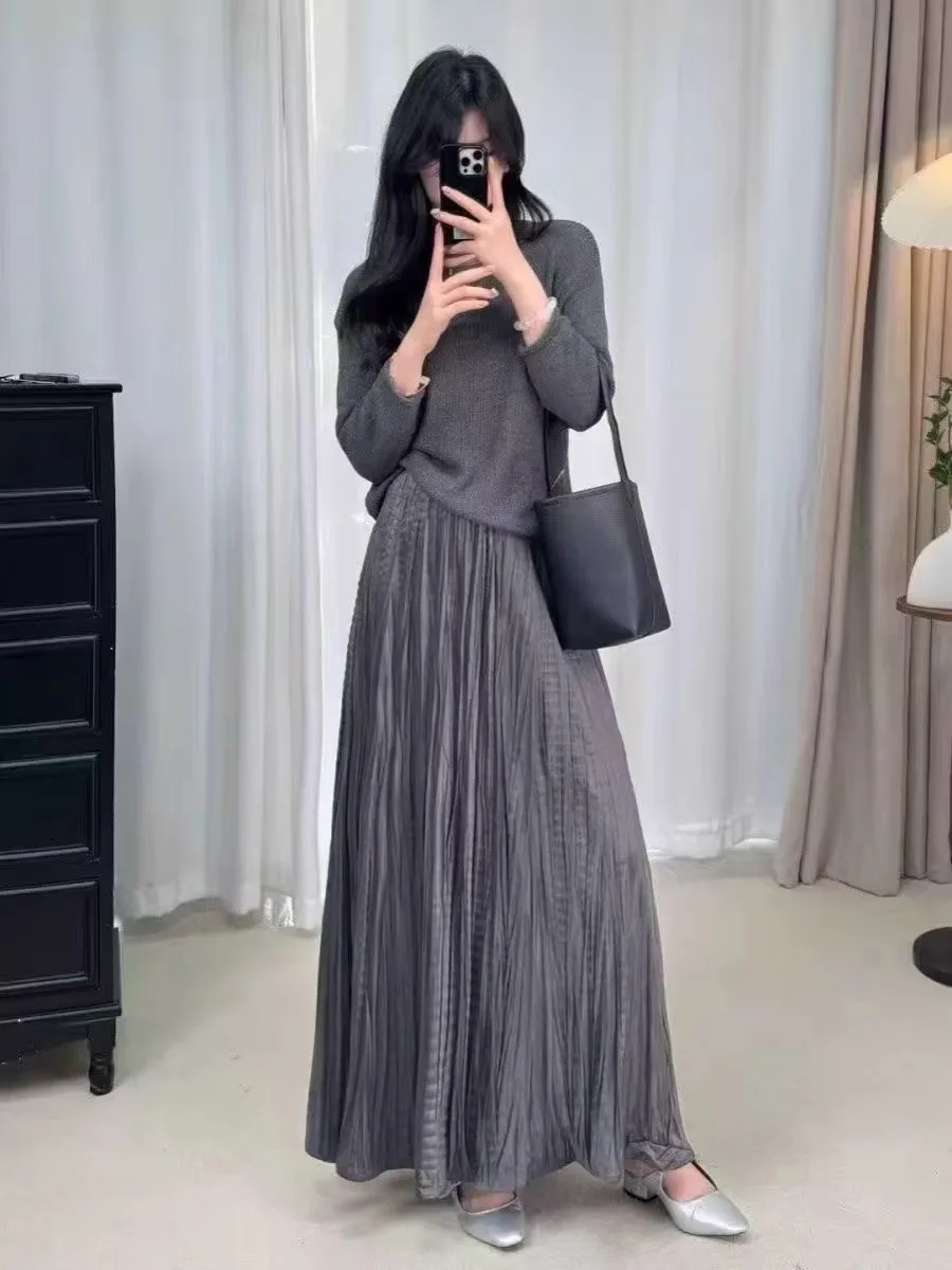 

High Waist A-Line Midi Skirt for Women Slimming Pleated Cleanfit Brand Ciwalk Autumn 2025 New Style Sle Design