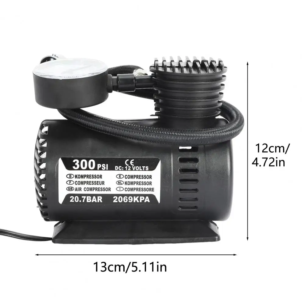 300PSI 12V Mini Air Compressor Auto Car Electric Tire Inflator Pump Mini Air Compressor Auto Electric Air Pump Car Tire Inflator 2