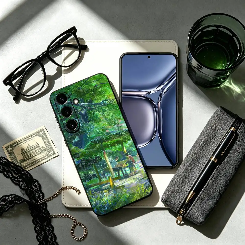 Couple Style Garden Of W-Words Phone Case For Samsung Galaxy A73,A72,A71,A70,A53,A52,A51,Others Soft Black Cover