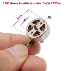 Motore 2750KV 2S-3S 1503 Mini modello aereo motore Brushless Drone