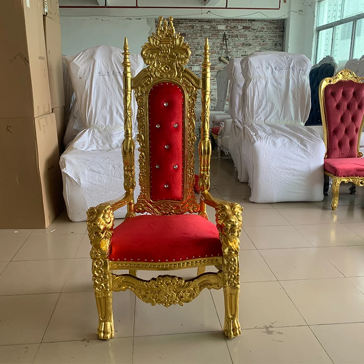 &Vintage Style Hotel Wedding/Furniture With Good Quality King Throne Red/Black/White Royal Chair With Gold/Silver Frame view 6