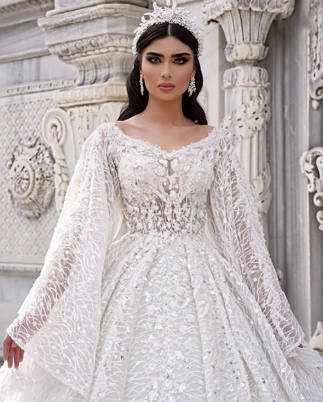 Exquisite Lace Appliques Wedding Dress Flare Sleeves Sweetheart Custom Made A Line Floor Length Bridal Gowns Robe De Mariée