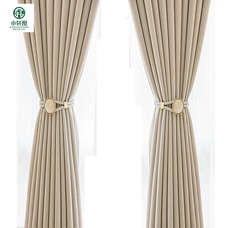 (12) Customized New Blackout Curtains Simple Modern Light Luxury Living Room Bedroom Blackout Curtain Fabric