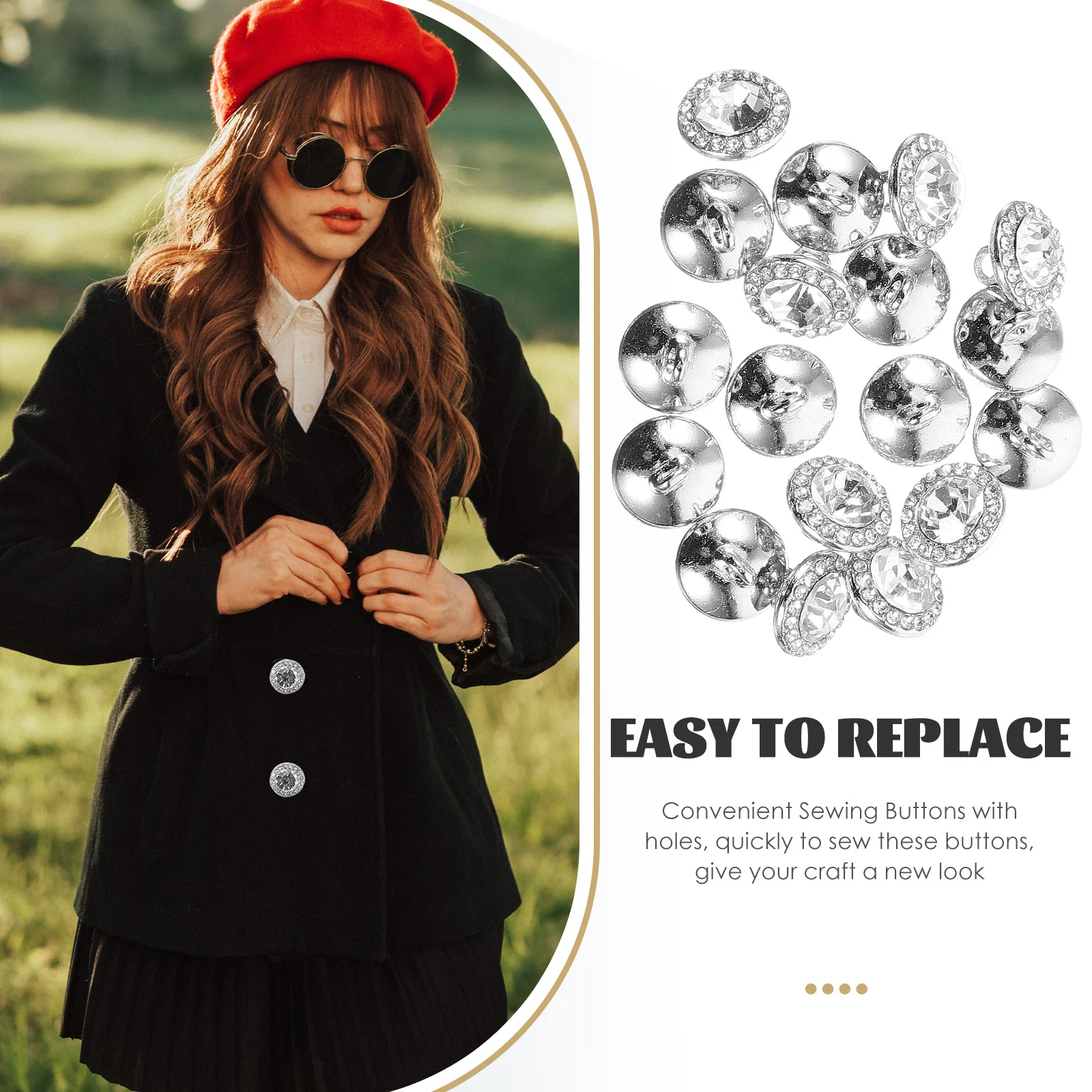 

50Pcs Shiny Charm Rhinestone Buttons Metal Sewing Button for Women's Shirts Cardigans Cuffs Rhinestone Buttons