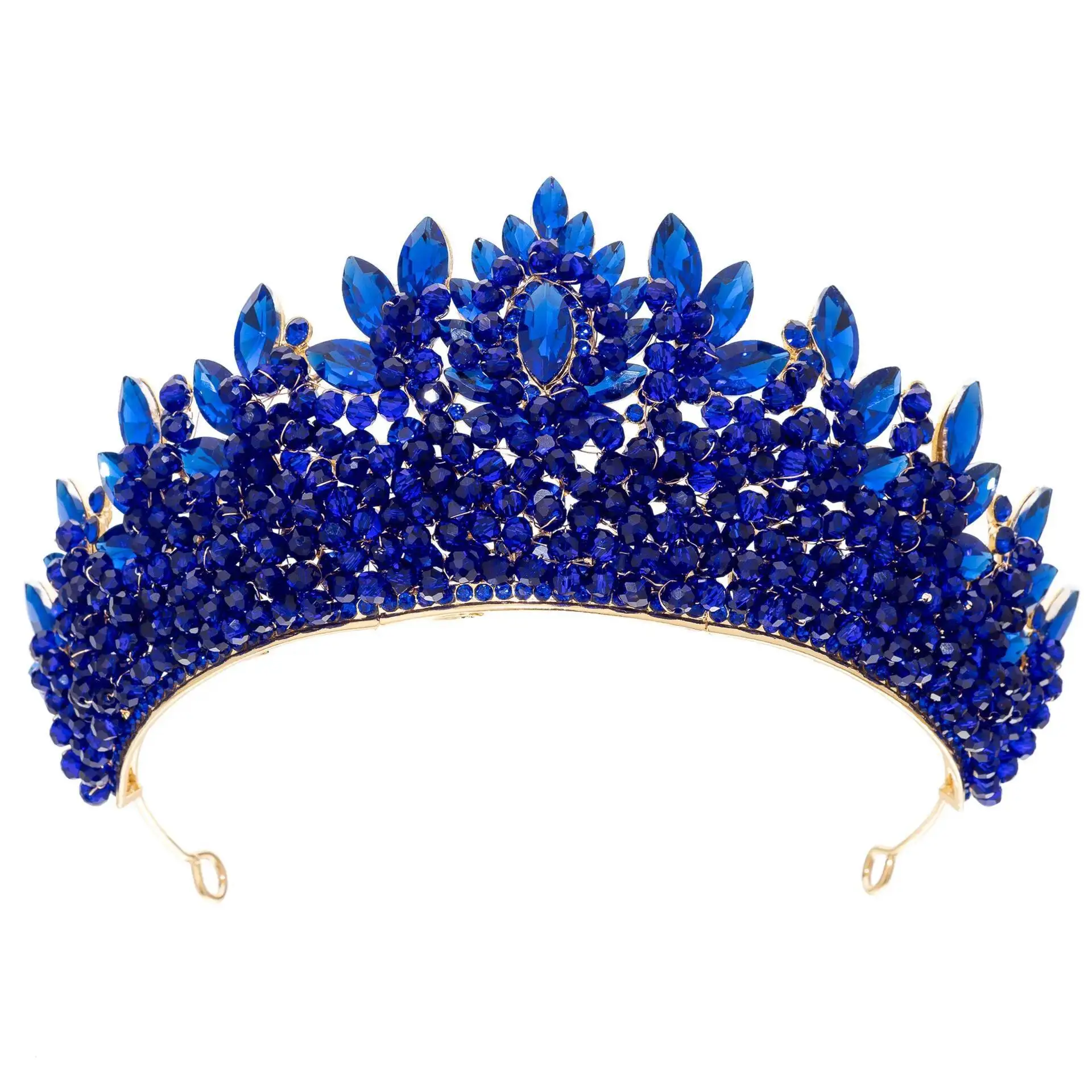 

Темно-синие хрустальные бусины Мисс Вселенная, свадебная тиара, Корона со стразами, пышная диадема, свадебные аксессуары для волос, головной убор