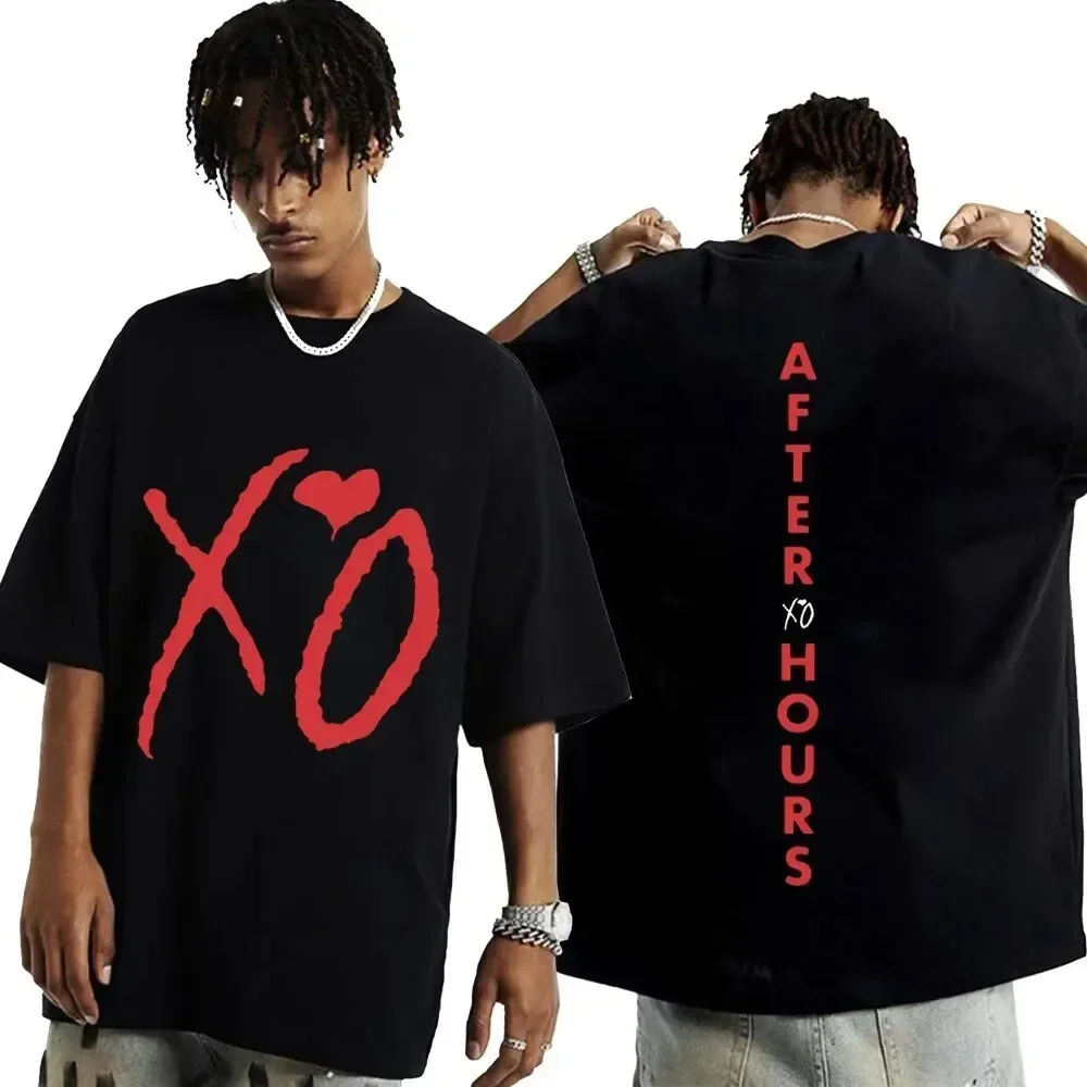 Cotton Men Women The Weeknd Xo After Hours Letters Print Tshirt Mens Harajuku Hip Hop Clothes T Shirt Streetwear T Shirts