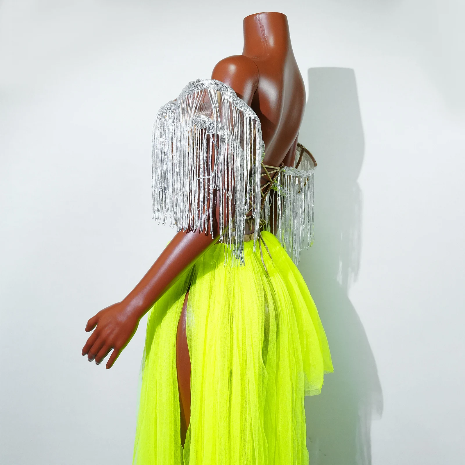 Vestido de dos piezas con lentejuelas y escote en V profundo para mujer, disfraz de Cabaret, conjunto de falda y vestido largo sin espalda para fiesta de cumpleaños, escenario de Drag Queen