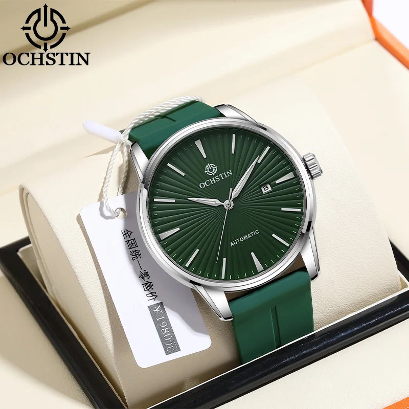 OCHSTIN Men's Originale Automatic Mechanical Watch Man Stylish Alloy Case Quick-fit Silicone Strap Magnetic Buckle Watches