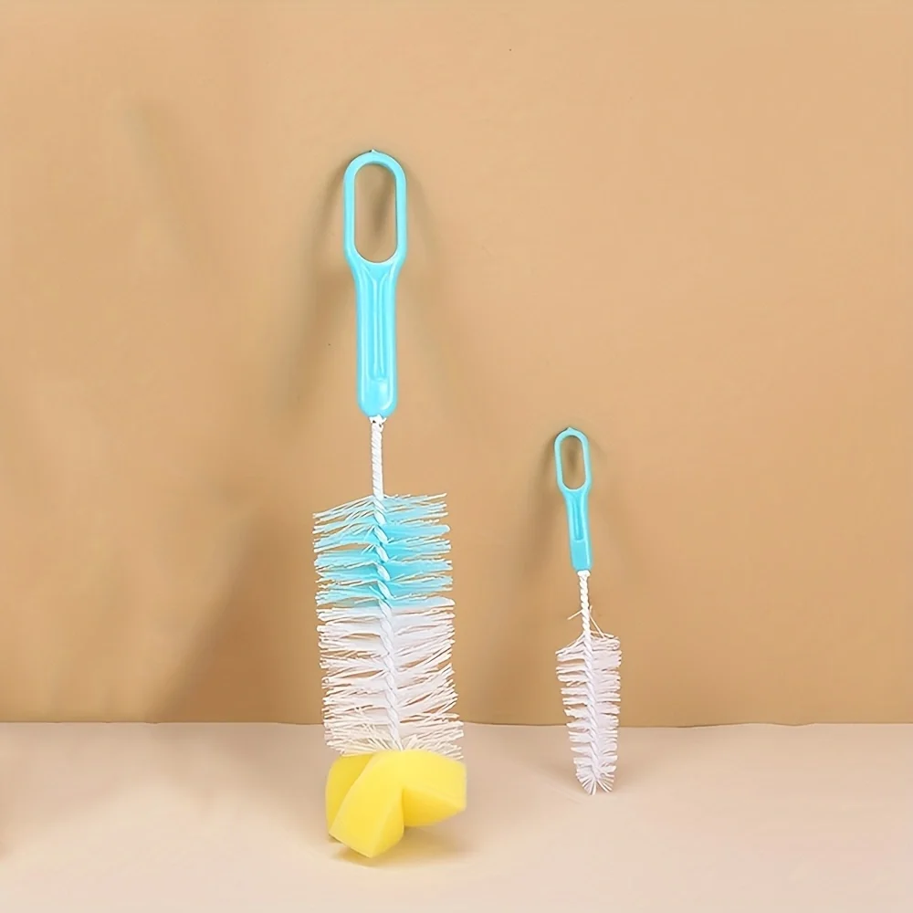 Bottle Cleaning Brush Set with Stand-Up Base, Food Grade Nylon Scrubber for Infant Feeding Supplies (random color)