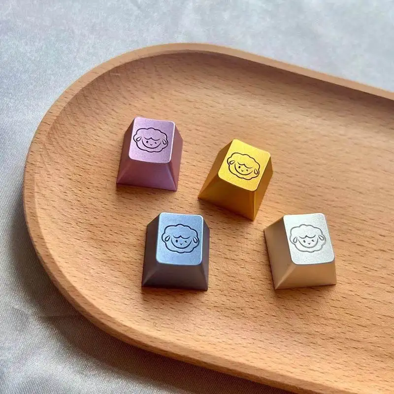 

Redcap Cute Sheep Engraved Aluminum Esc Keycap Cnc Machined Oem R4 Profile Minimalist Custom Keycap For Mechanical Keyboards