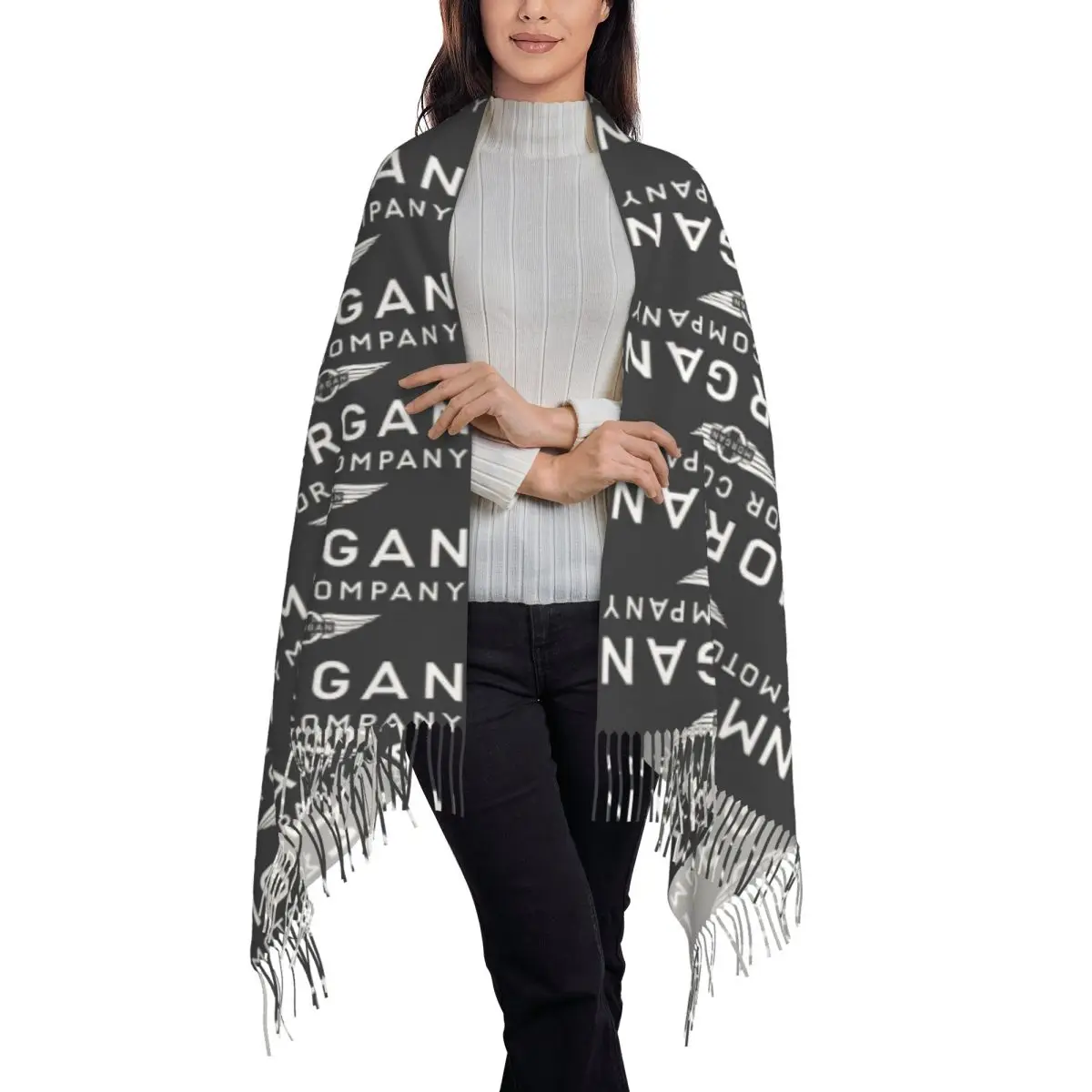 Morgan Motor Car Company Scarf Tassel Scarves Women Soft Warm Shawls and Wraps Long Fall Winter Shawl Wrap