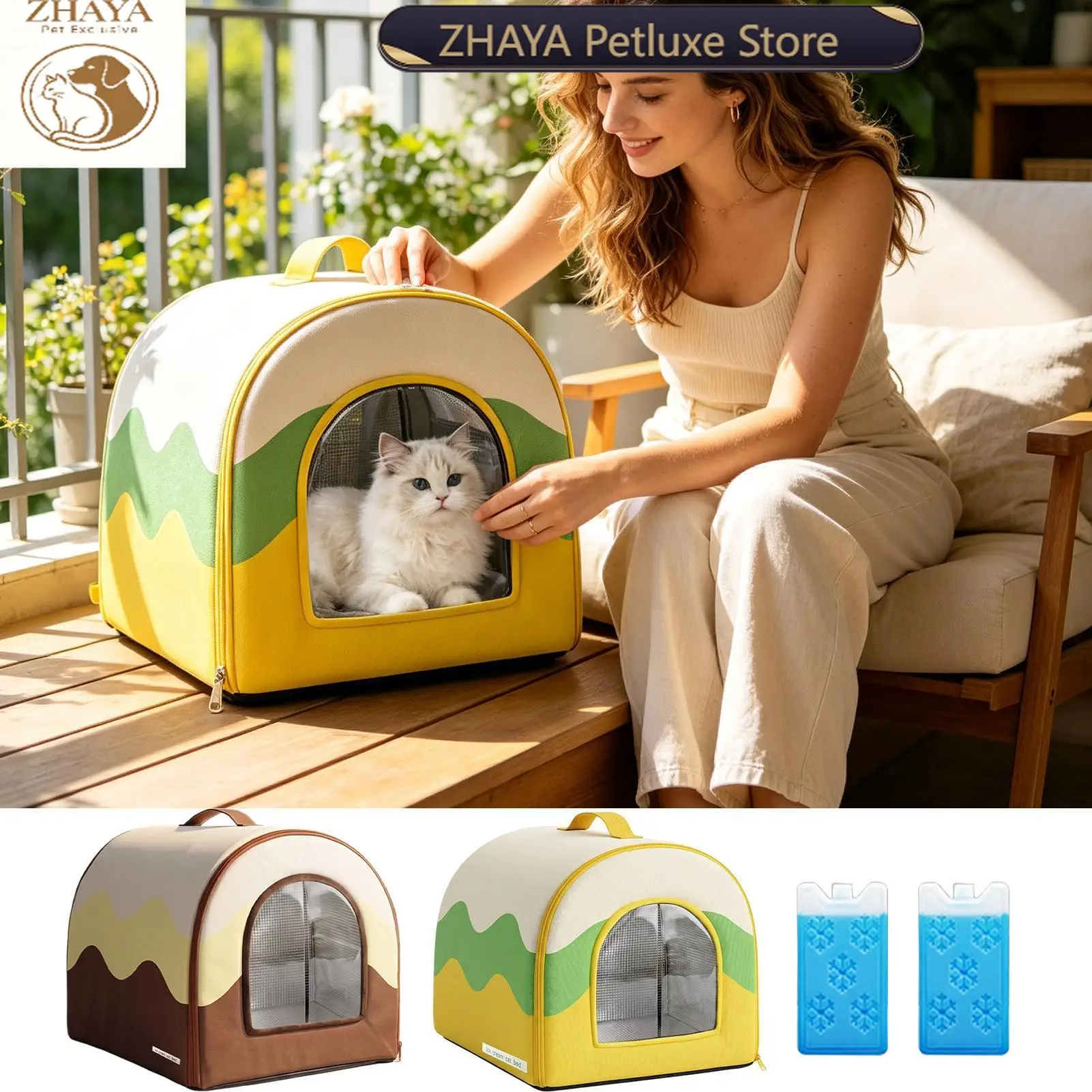ZHAYA Cat Cooling House Summer Puppy Nest Cool Kitten Shelter Pet Parents Trainers Animal Lovers Apartment Home Bed