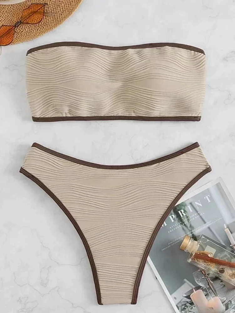 Bikini Sexy Women Swimsuit 2023 New Solid Bandeau Bikinis Set Thong Swimwear Summer Biquini 2 Piece Bathing Suit Beach Female