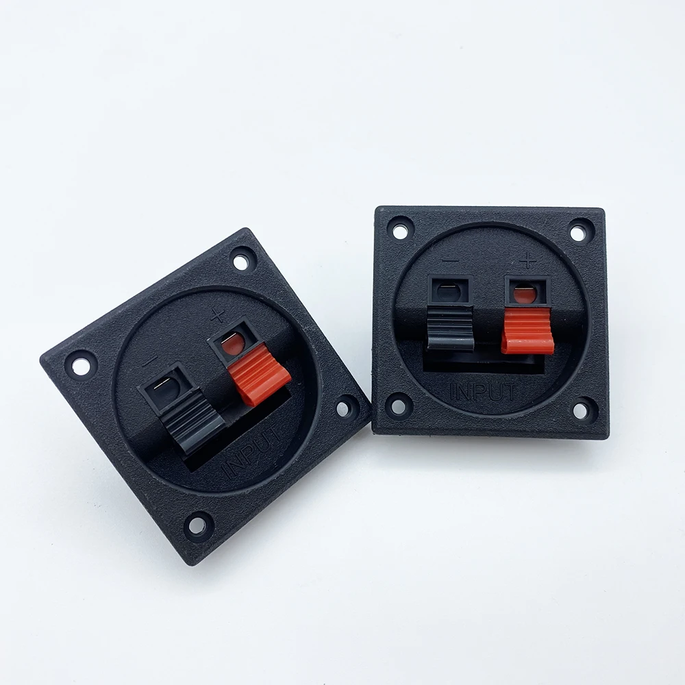 1Pcs Square WP2-7 2 Pole Speaker Panel Wiring Jack Load Spring Terminal WP2-7 Aging Clip Push In 2Position Audio Clamp Connector