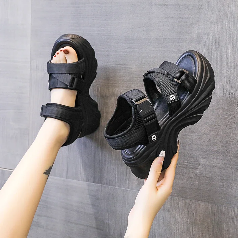 2024 Sexy Open-toed Women Sport Sandals Wedge Hollow Out Ladies Sandals Outdoor Cool Platform Shoes Student Beach Summer Shoes