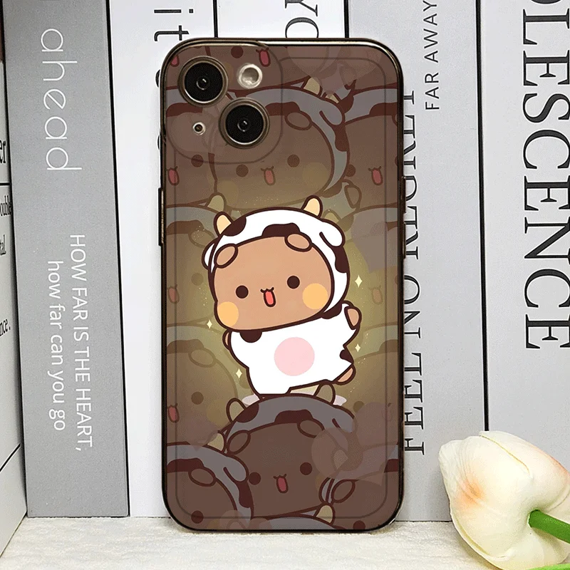 Simpatico orso animale BUBU DUDU Coppia Custodia per telefono per IPhone 16 Pro Max 15 14 13 12 11 Mini X XR XS SE2 7 8 14 Plus Copertina morbida accoppiata
