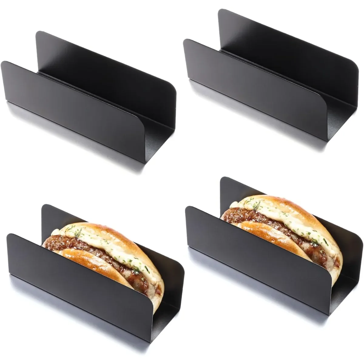 4pcs U-Shape Biscuit Bresd Molds Multifunction Carbon Steel Non-stick Pork Chop Bread Cookies Molds for Oven Homemade Bread Use