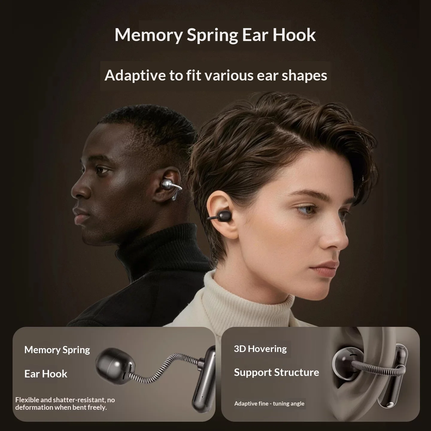 Dmooster D98 Clip-On Wireless Bluetooth Earphones Open Ear Sports Headset  Lightweight Non-falling Earphones For Running Fitness