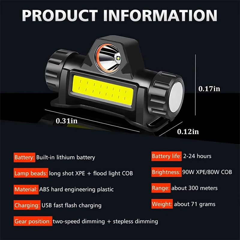 Rechargeable COB LED USB Headlamp Strong Magnetic Powerful Headlight Super Bright Waterproof Head Torch For Outdoor Fishing