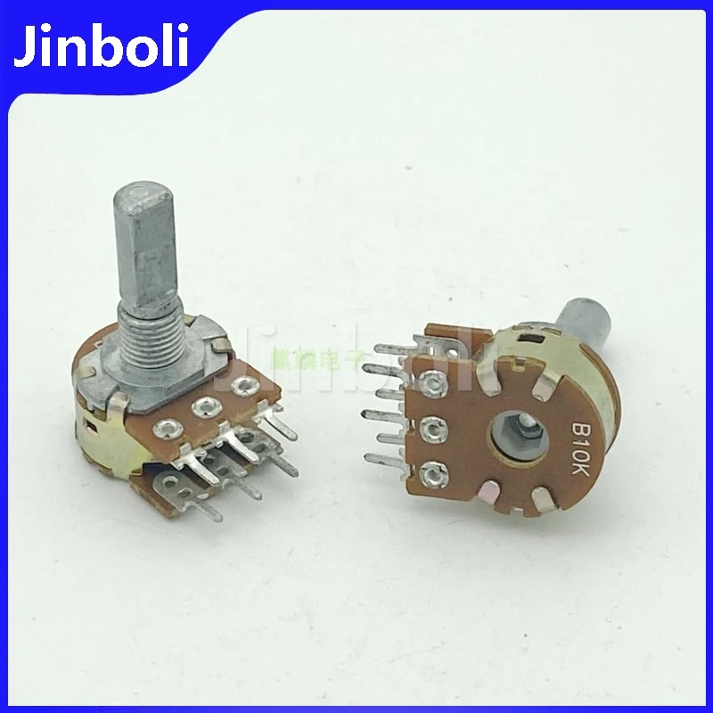 2PCS 16 Type 6Pins Dual B10K Computer Speaker Audio Amplifier Volume Potentiometer B103 D Shaft Length 20mm