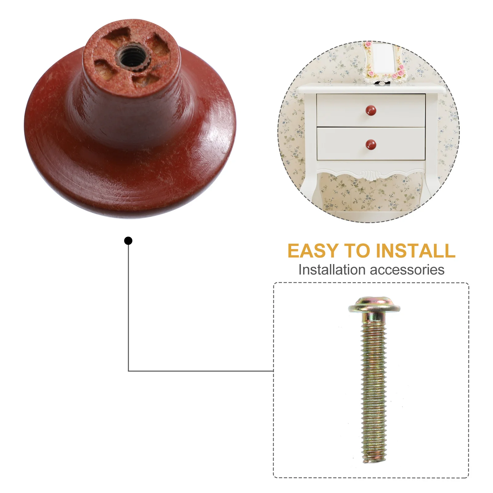 

10Pcs Wooden Cabinet Knobs Simple Mushroom Head Pull Handles Durable Solid Wood for Wardrobe Drawer Furniture Cupboard Knob