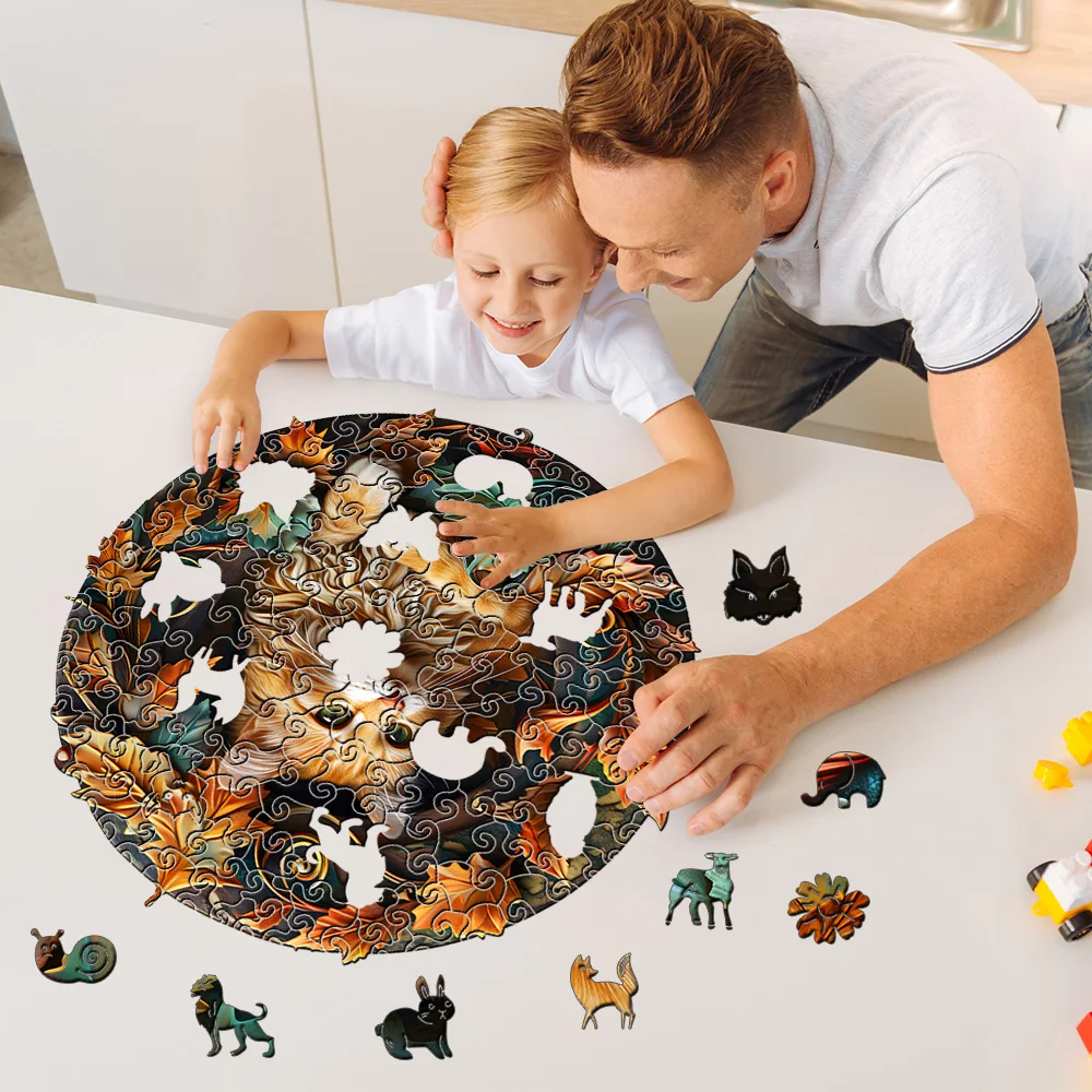 Ein einzigartiges Stressabbau-Geschenk für Erwachsene, unregelmäßiges Holzpuzzle in Tierform, dekorative Kunstmalerei, magisches Tischpuzzle für das Spiel