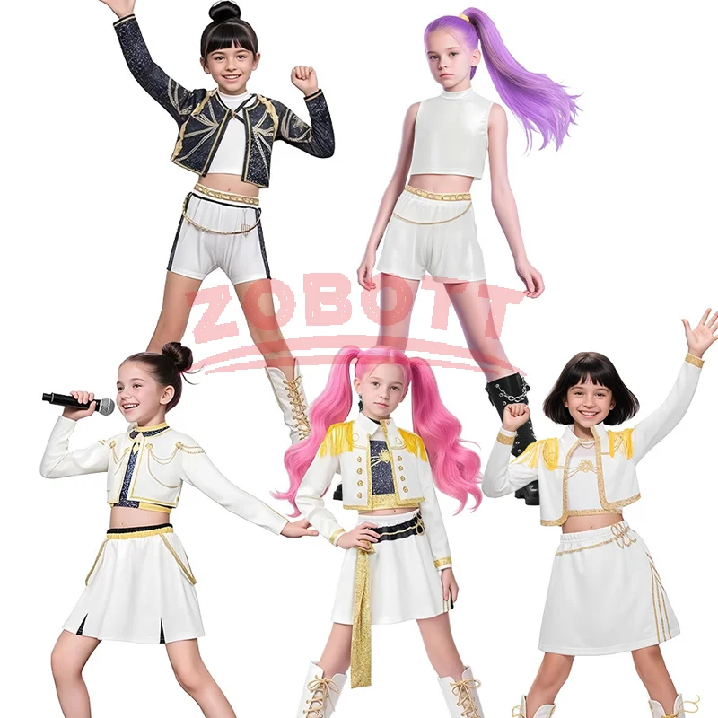 

Kids K-Pop Demon Hunters Zoey Rumi Mira Costume Fancy Dress Cosplay Virtual Idol Movie Cosplay for Girls' Kids Halloween Carniva