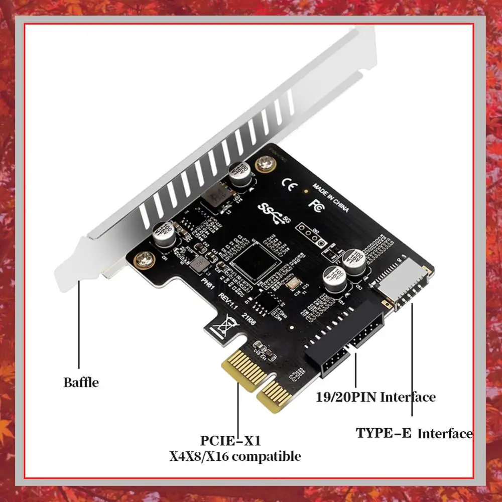 

PCI-E to USB 3.0 Expansion Card 5Gpbs Type E PCI Express Card 19/20 Pin Header for Type C Front Panel Mount Adapter