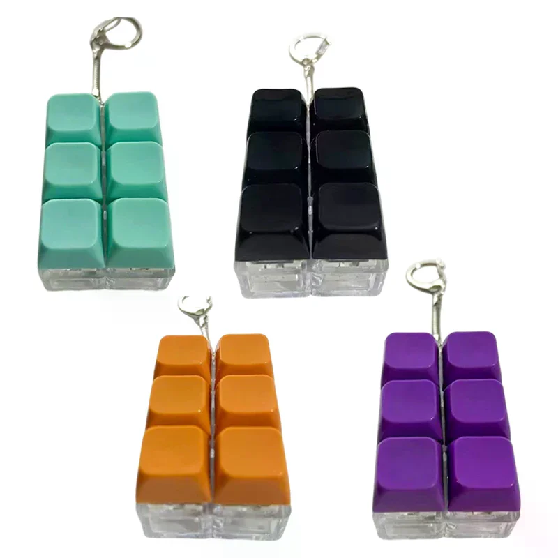 6Keys Finger Button Anti-stress Toys Keychain Mechanical Keyboard Axis Tester Keycaps With LED Lights Finger Keyboard Caps Toy