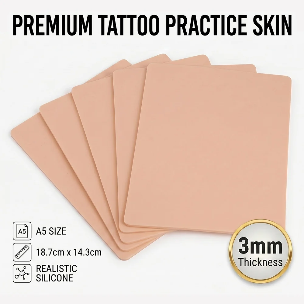 Piel Sintética de Silicona Flexible de 3mm para Práctica de Tatuajes, Hoja de Práctica de Tatuaje en Blanco para Entrenamiento con Máquina y Arte Corporal