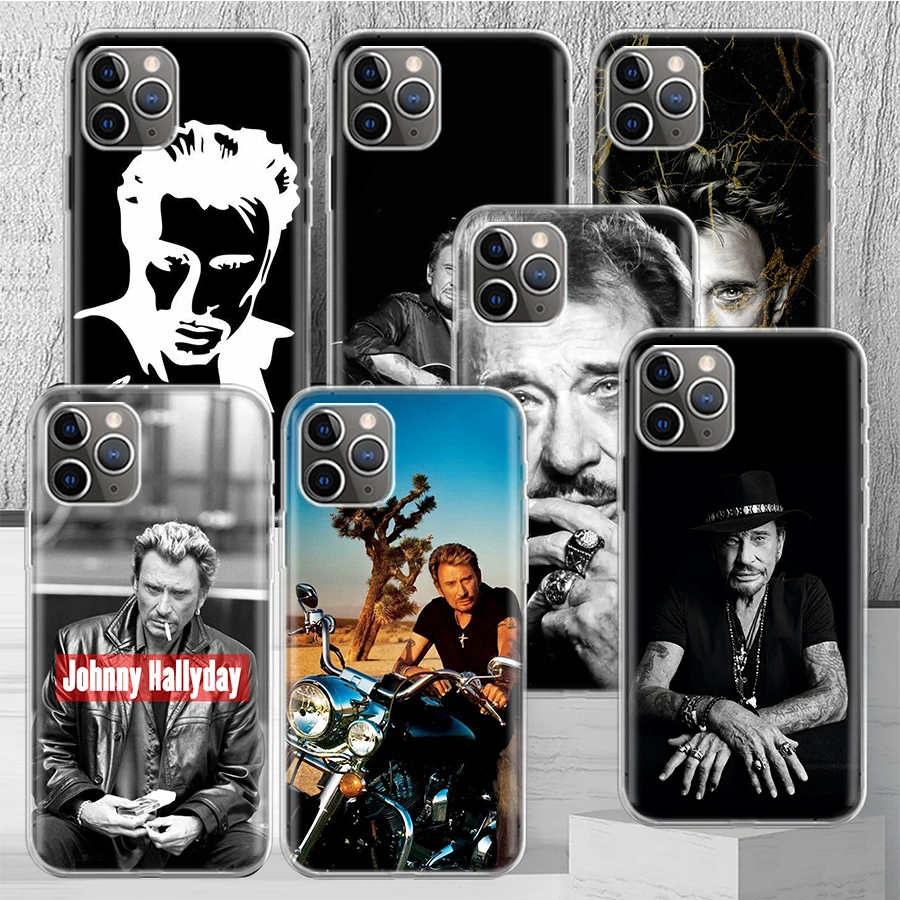 Johnny Hallyday Music Phone Case Cover For iPhone 14 13 Pro 11 15 Art 12 XR X XS Max 7 8 6S Plus SE Soft Pattern Coque Funda