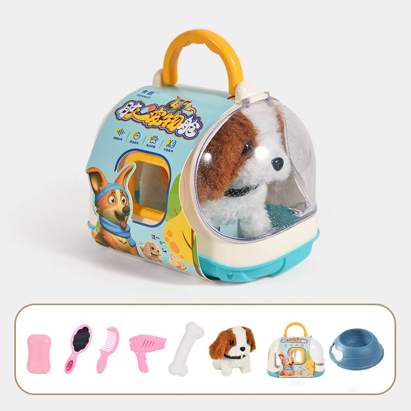 Juguete electrónico para perro, muñeco de peluche interactivo que vibra, movimiento automático, cachorro eléctrico, regalo para bebés y niños,