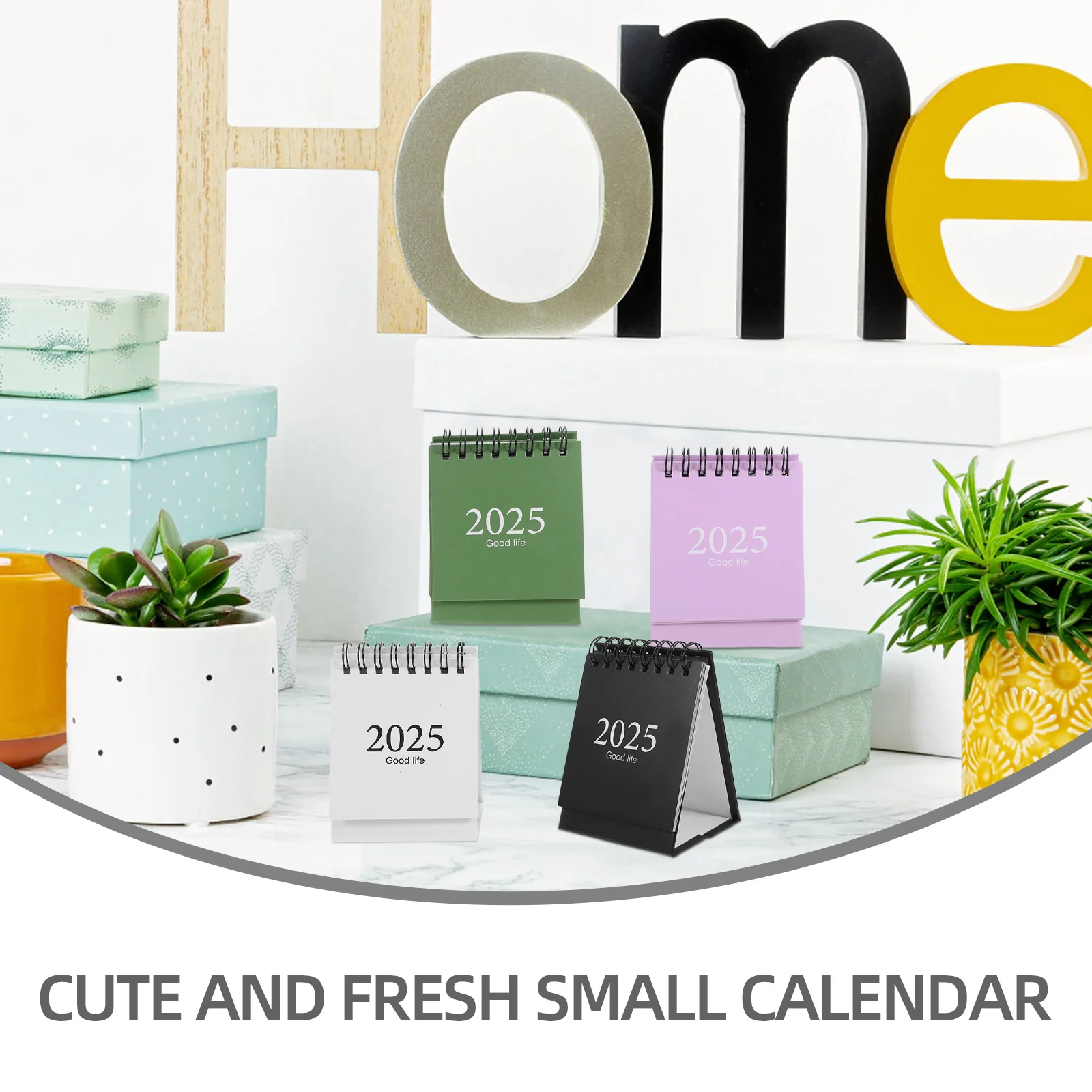 4-delige mini-bureaukalender Engelse versie Minimalistisch ontwerp Draagbare staande flip-tafelkalender Kantoorstudieorganisator