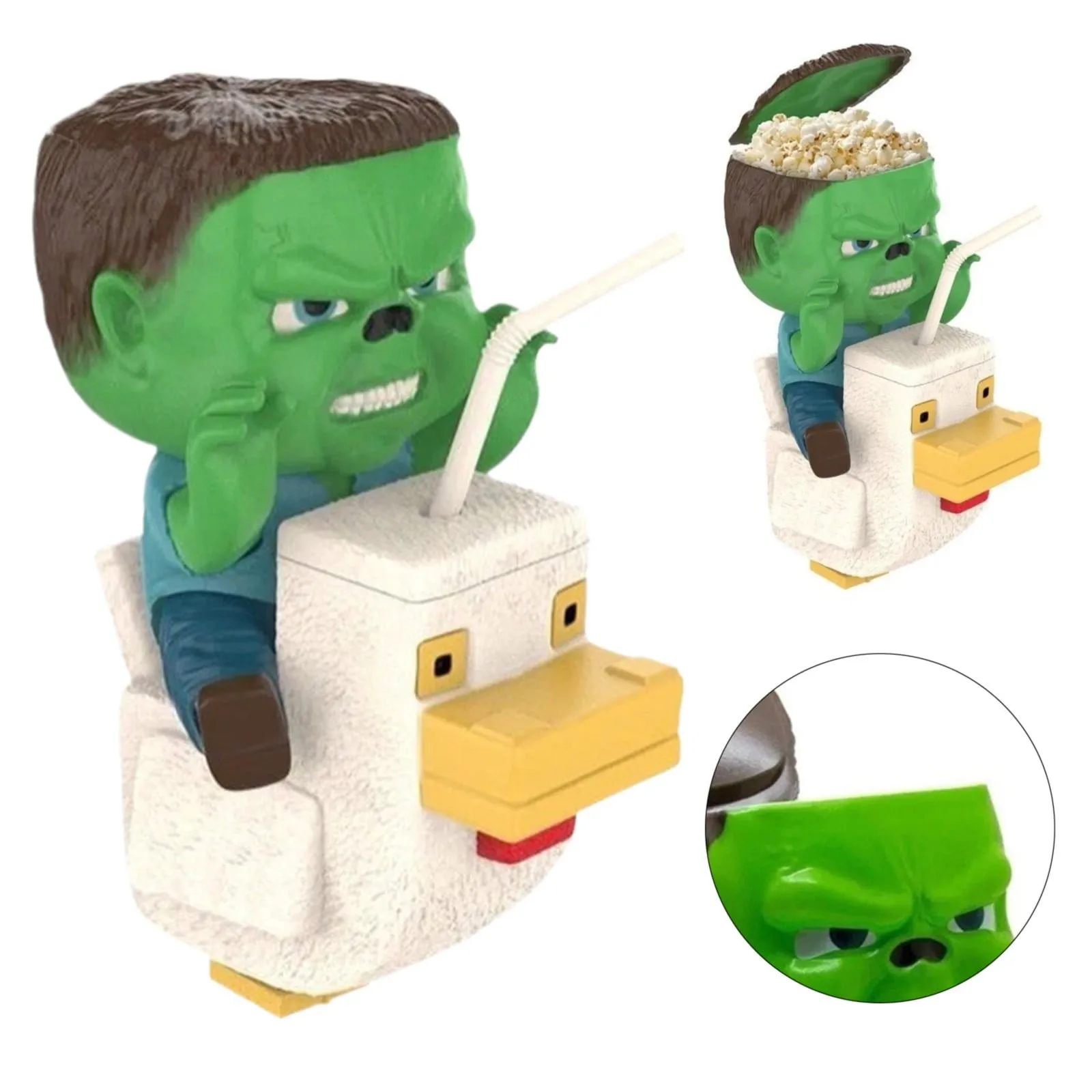 Juego de tazas y cucharas de palomitas de maíz con temática de película Zombie Chicken Knight, contenedor de aperitivos reutilizable, regalo de fiesta novedoso con diseño creativo