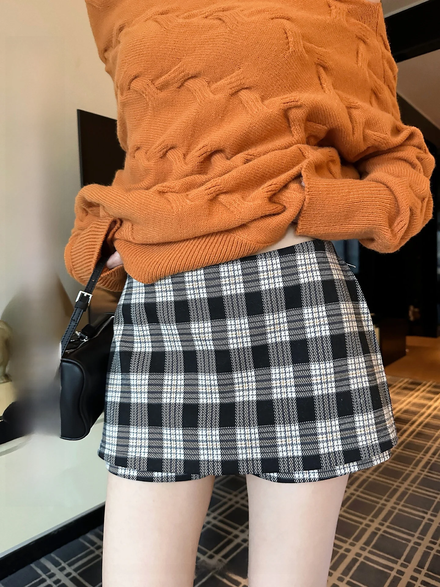 

Юбка-шорты женская с низкой талией, А-силуэт, в клетку, 100% хлопок, в корейском стиле, повседневный дизайн, универсальная модель