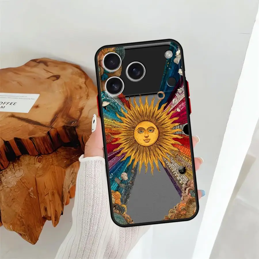 Funda Back Phone Cover Case for iPhone 17 Pro Max 11 XS XR 13 Mini 14 7 8 SE Air 16 Plus 12 15 17e Creative City Sun Art