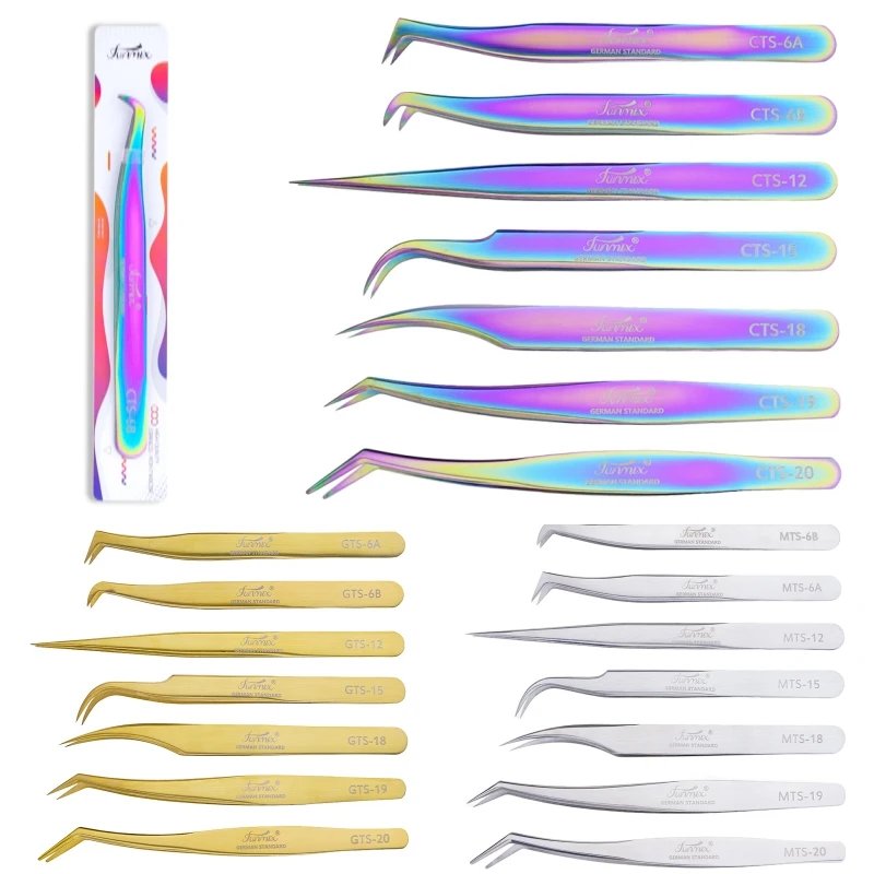 1 pz Nuovo Funmix Pinzette per Estensione Ciglia In Acciaio Inox Superhard Ciglia Pinzette Pinzette Anti-Statiche Ad Alta Precisione