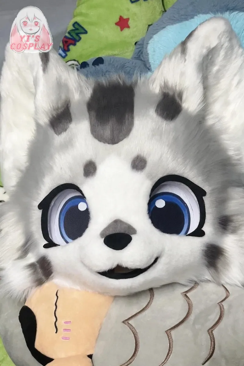 سماعات كيمونو Fursuit Head Yis كوسبلاي مصنوعة يدويًا مخصصة برأس فروي Kigurumi Head Cosplay Beast مخصصة Fursuit Kemono Head